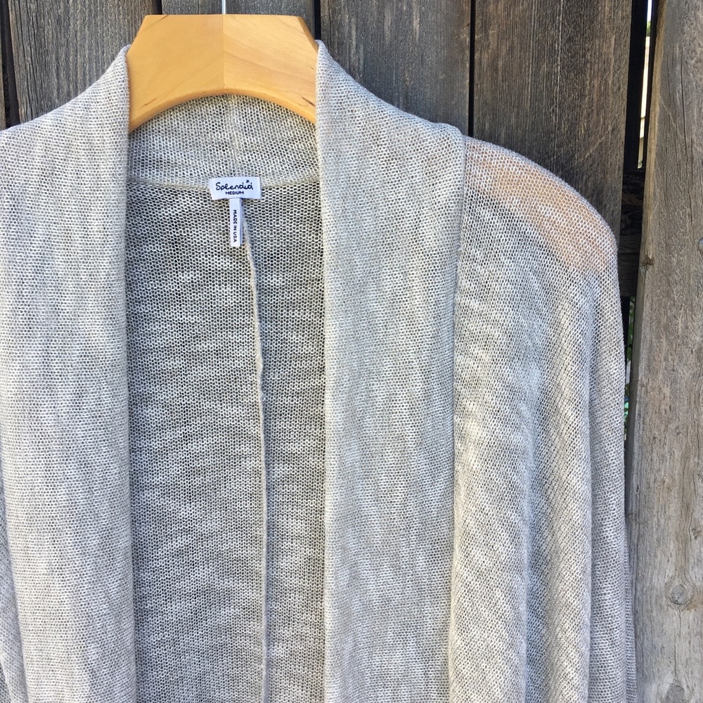 Splendid Open Front Metallic Silver Cardigan M - image 5